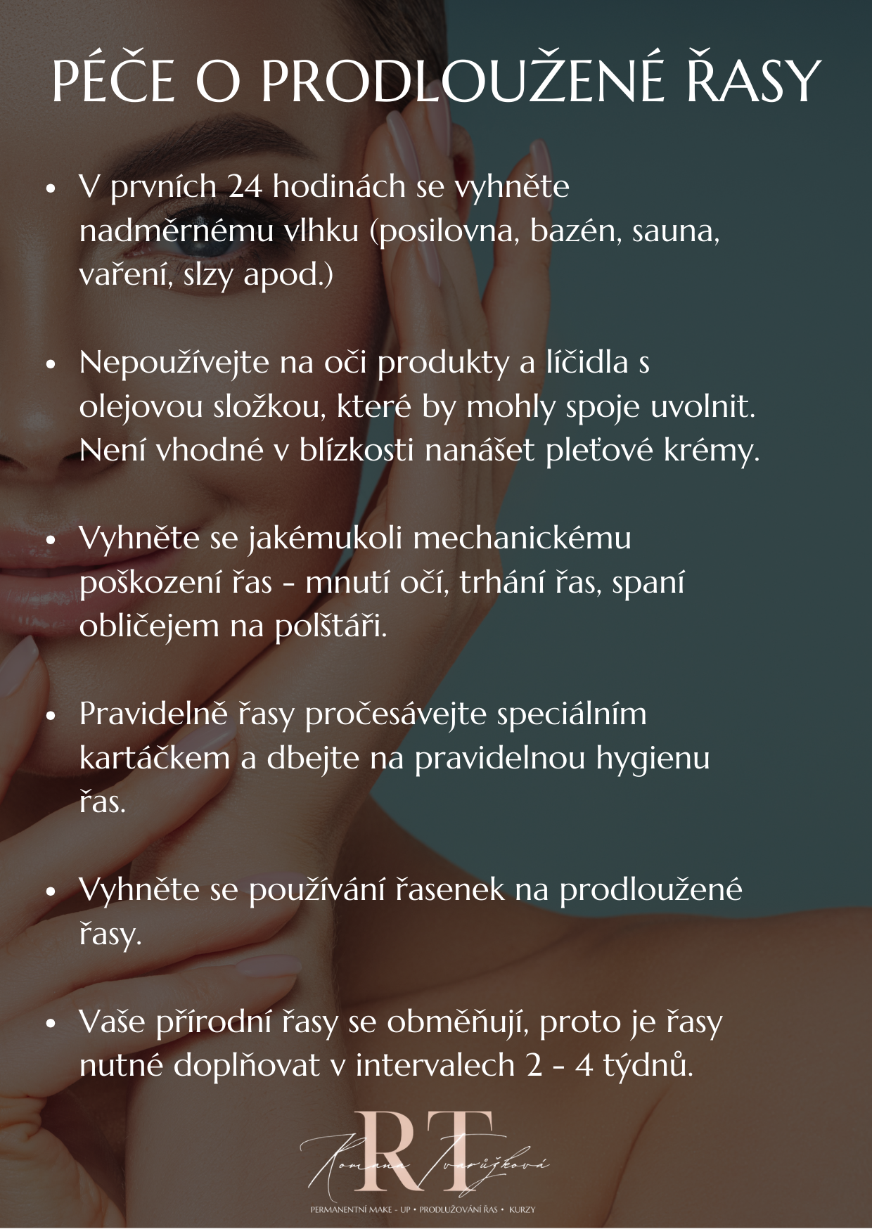 péče o prodloužené řasy